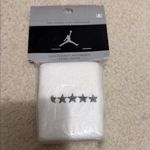 Jordan White Wristbands with Gray Star